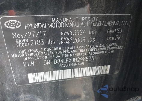 2018 Hyundai Elantra Limited из США, поврежденный, VIN 5NPD84LFXJH298675